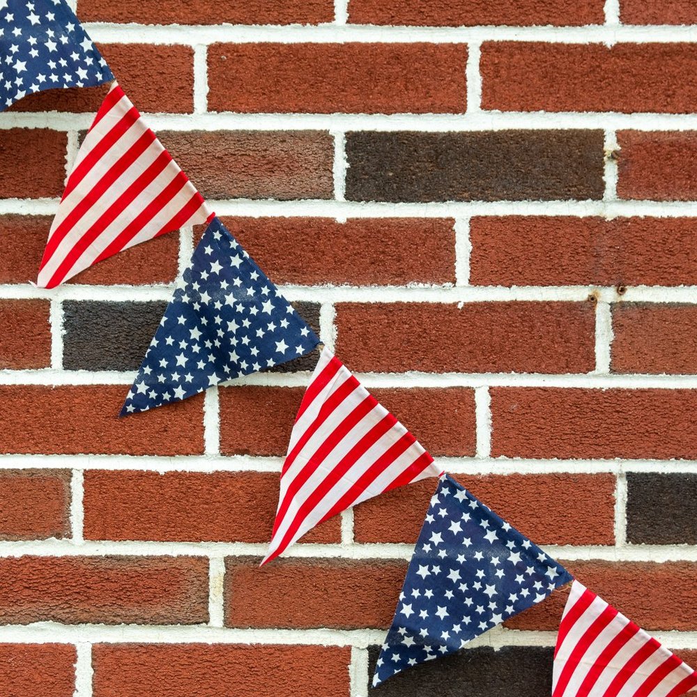 Fabric Garland AMERICANA Patriotic Red White & Blue Flag USA America 4th of July